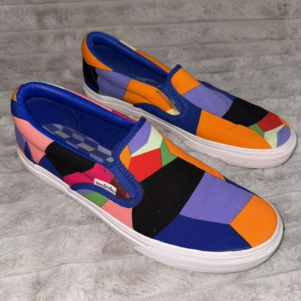 Women's Vera Bradley Canvas Multi Color Patchwork Slip On Shoes Size 9.5 EUC - Picture 3 of 9